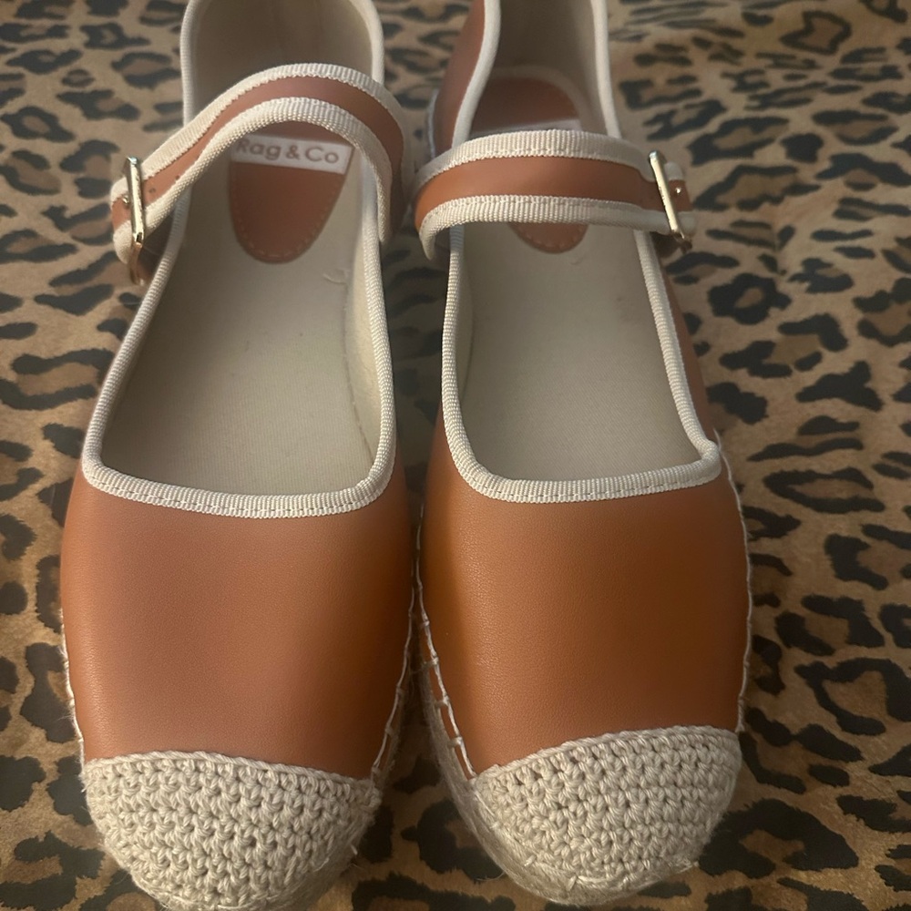 rag & co. Tan and Cream Espadrille Flats